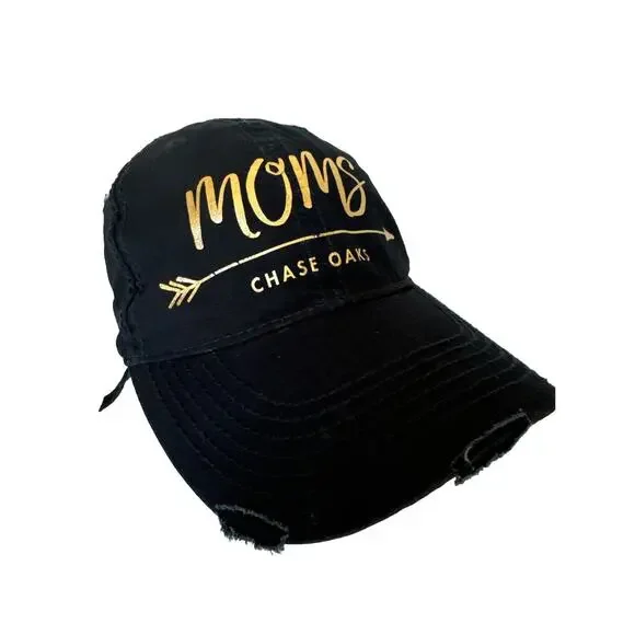 Moms Print Logo Cap Hat Gold Blue Fashion Headwear 100% Cotton - Picture 2 of 10